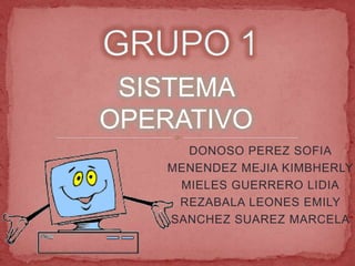 SISTEMA
OPERATIVO
DONOSO PEREZ SOFIA
MENENDEZ MEJIA KIMBHERLY
MIELES GUERRERO LIDIA
REZABALA LEONES EMILY
SANCHEZ SUAREZ MARCELA

 