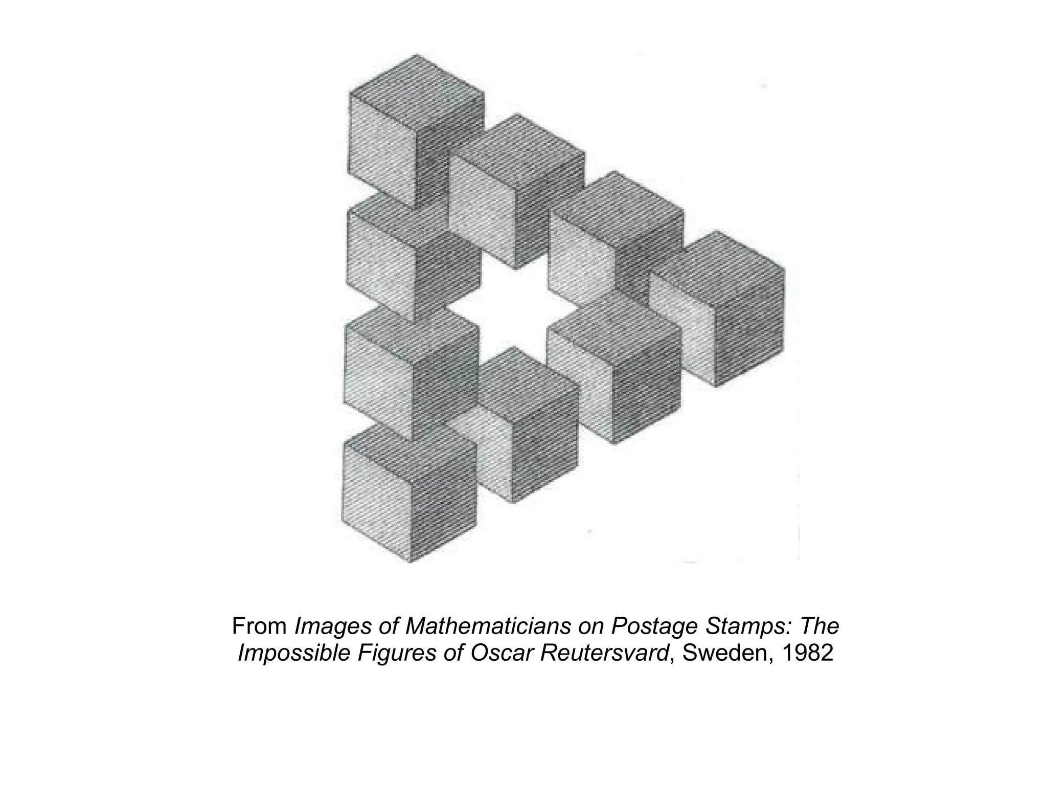 From  Images of Mathematicians on Postage Stamps: The Impossible Figures of Oscar Reutersvard , Sweden, 1982 