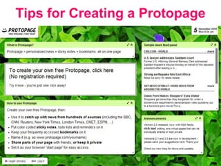 Gayle Underwood Tips for Creating a Protopage 