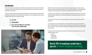 5
6 Tips for Evaluating HR Tech Providers
Introduction
Even if your business uses some tech, you still have a vast opportunity to transform your employees’
experience. But picking the right option to do it can be daunting. How do you tell what is important
beyond basic functionality?
According to Forbes, organizations recently have invested up to $12 billion annually in HR tech.1
While
traditional systems focus on core HR and payroll, the demand for more capabilities continues to grow.
Employers need more tools to help them manage:
CULTURE
ENGAGEMENT
THE EXPECTATIONS OF A DIVERSE,
TECH-RELIANT WORKFORCE
HR professionals are familiar with the constant battle to attract, engage and retain top talent.
However, even the most proficient HR team will have trouble focusing on this while wrestling with
cumbersome, unintuitive tech. A continued wave of resignations sets this hurdle higher.2
Sustained success might feel out of reach as HR juggles serving a diverse workforce amid an ever-
changing regulatory landscape. It can even feel easy to get frustrated and worn down by talent’s
evolving needs.
Yet these needs are justified. In fact, many employees would actually compromise for a better
experience.
In a nationwide survey of 1,000 employees conducted by OnePoll and commissioned by Paycom,
67% of employees said they would take a pay cut for workplace technology twice as good as what
they currently have.3
Plus, the same percentage doesn’t believe their company cares about digital
transformation.
Investing in HR tech that employees actually will use helps entire organizations do more. Greater
employee usage can boost:
» accuracy
» transparency
» accountability
» long-term trust
Nearly 70% of employees would take a
pay cut for better workplace technology.
 