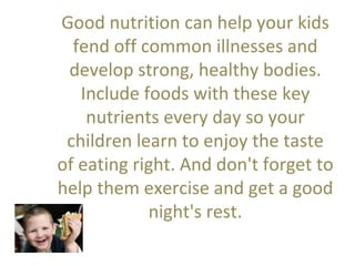 Tips for parents on kids nutrition | PPT