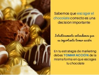 Sabemos que escoger el
chocolate correcto es una
decisión importante
Intuitivamente entendemos que
es importante tomar acc...