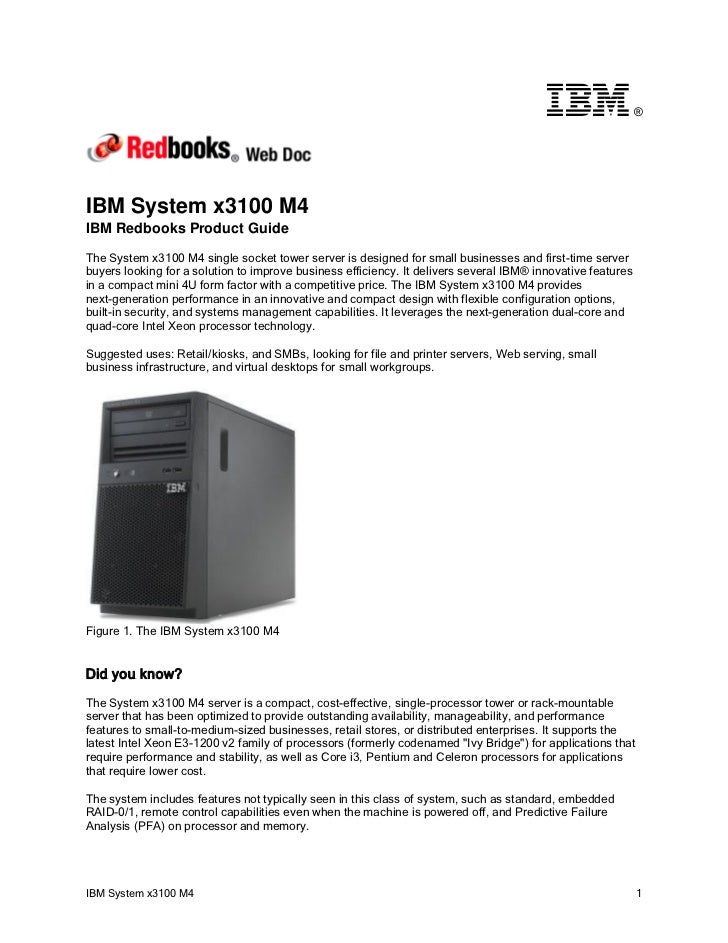 IBM Redbooks Product Guide IBM System x3100 M4