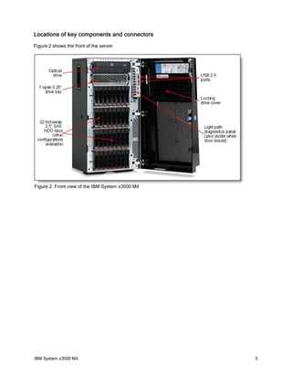 Locations of key components and connectors
Figure 2 shows the front of the server.

Figure 2. Front view of the IBM System x3500 M4

IBM System x3500 M4

5

 