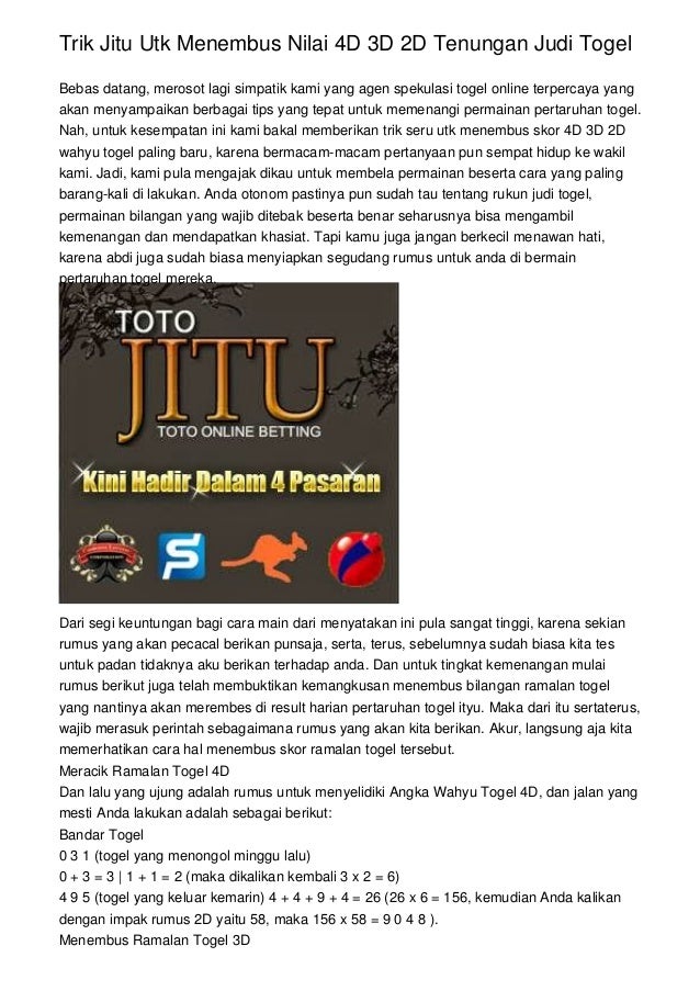 Togel Paris Tiap Hari
, Trik Jitu Utk Menembus Nilai 4d 3d 2d Tenungan Judi Togel