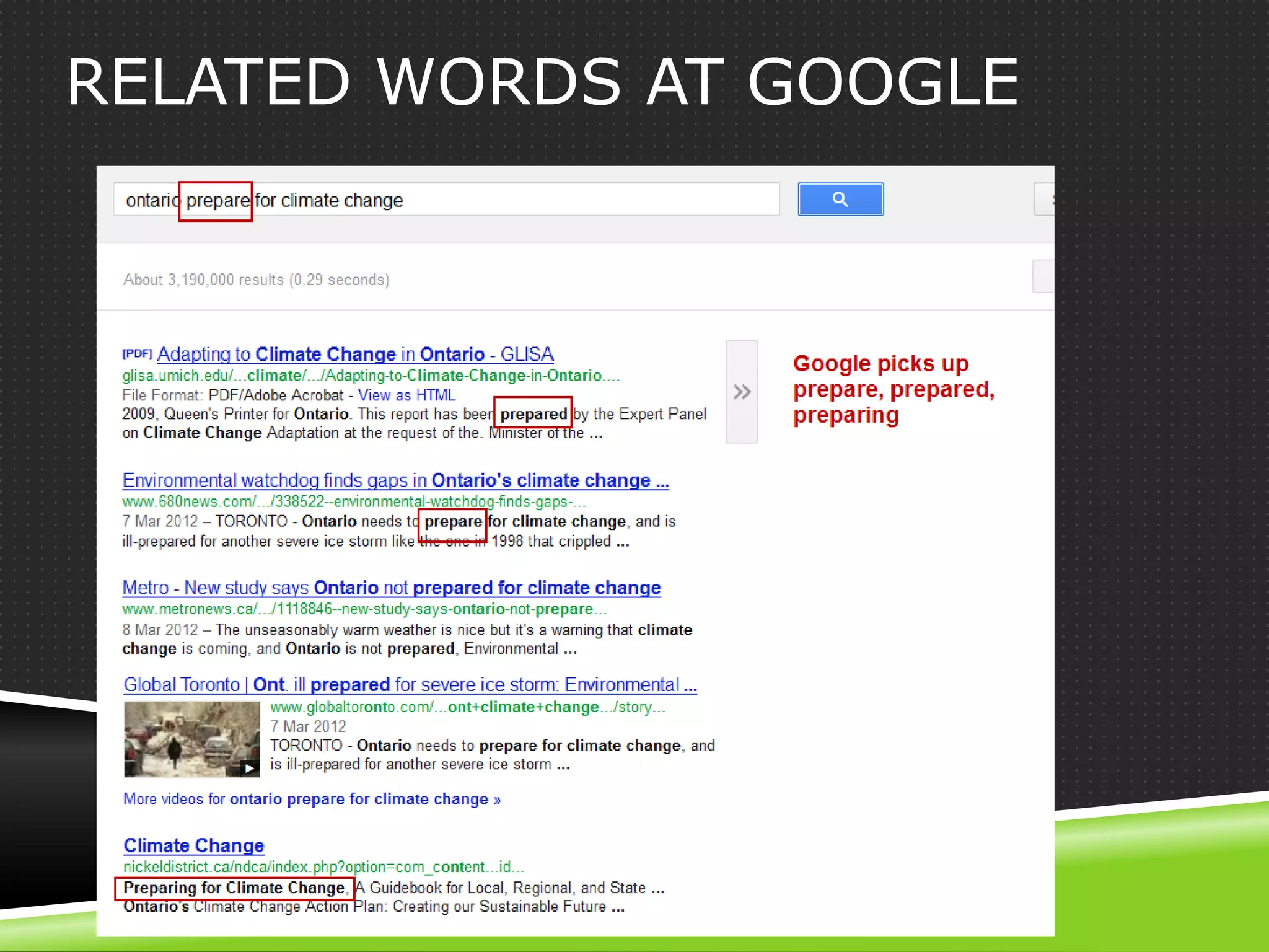 RELATED WORDS AT GOOGLE
 