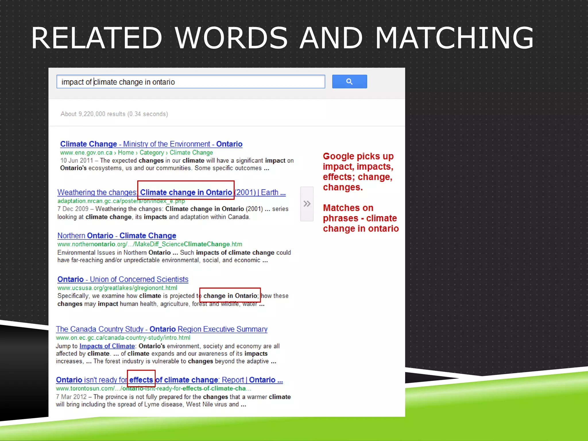 RELATED WORDS AND MATCHING
 
