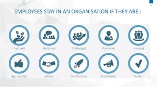 36
EMPLOYEES STAY IN AN ORGANISATION IF THEY ARE :
 
