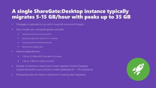 Improving migration performance in ShareGate:Desktop
• ShareGate:Desktop 12.0 can now register as
an Azure application
• T...