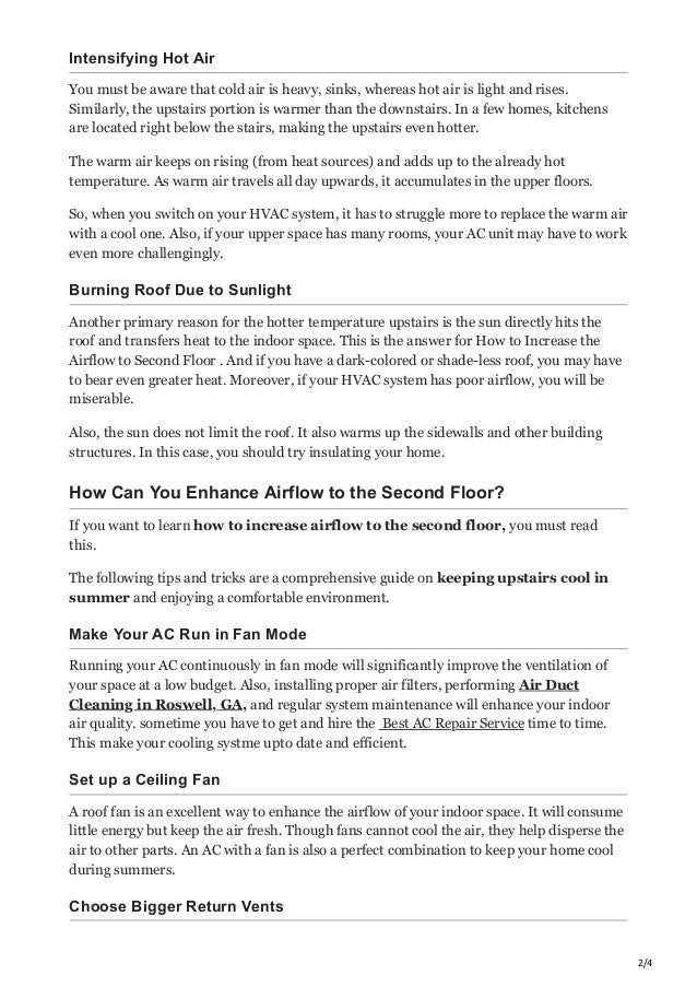 Tips and tricks on how to increase the airflow to second floor