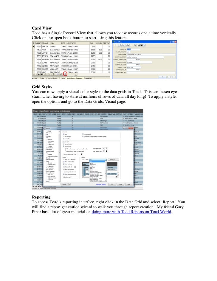 tips and tricks of toad for oracle 10 6