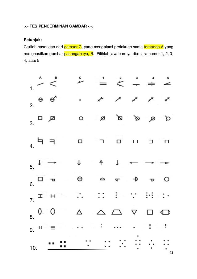 Contoh Soal Psikotes Pencerminan Gambar