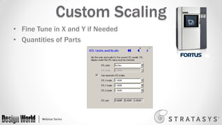 Custom Scaling
• Fine Tune in X and Y if Needed
• Quantities of Parts

 