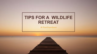TIPS FOR A WILDLIFE
RETREAT
At Ranthambore
 