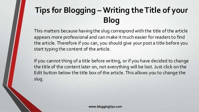 Tips for Blogging – Writing the Title of your Blog