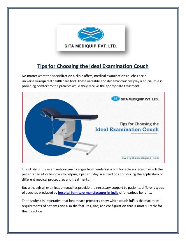 Know About Various Types Choose The Best Examination Couch