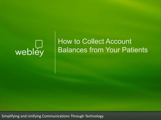 How to Collect Account
                                Balances from Your Patients




Simplifying and Unifying Communications Through Technology
 