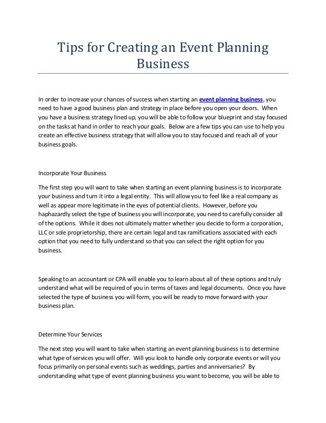 Tips for creating an event planning business
