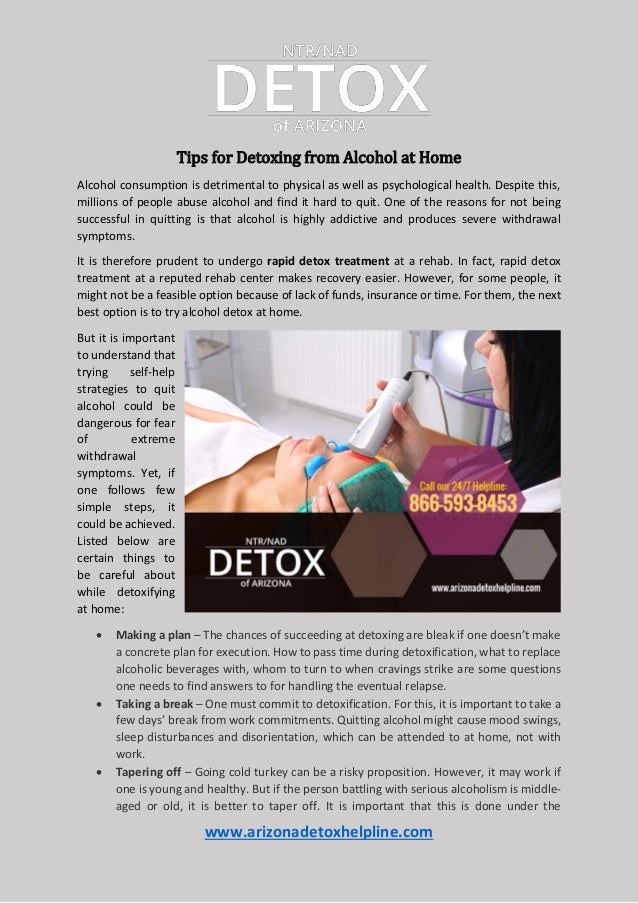 Tips for detoxing from alcohol at home