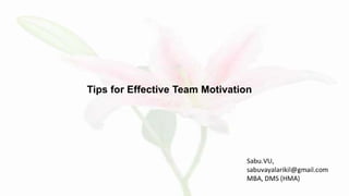 Tips for Effective Team Motivation
 