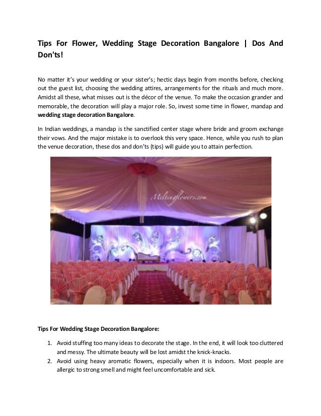 Tips For Flower Wedding Stage Decoration Bangalore Dos And Donts