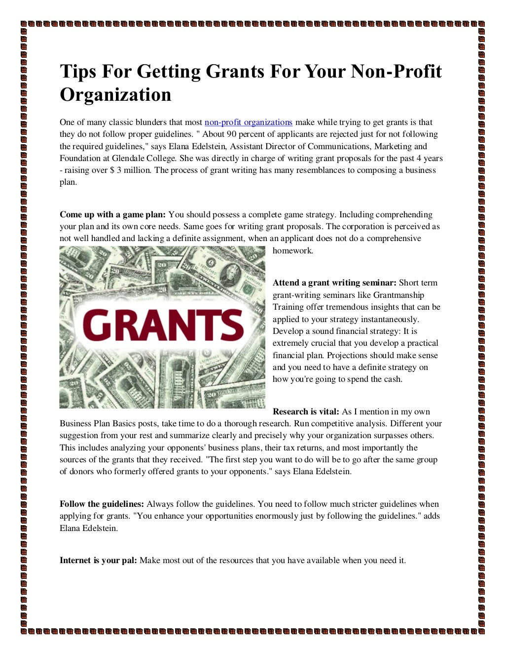 Tips for getting grants for your non profit organization