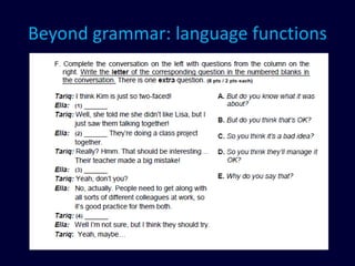 Beyond grammar: language functions
 