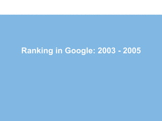 Ranking in Google: 2003 - 2005
 