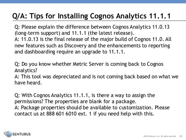 Tips for Installing Cognos Analytics 11.1.1