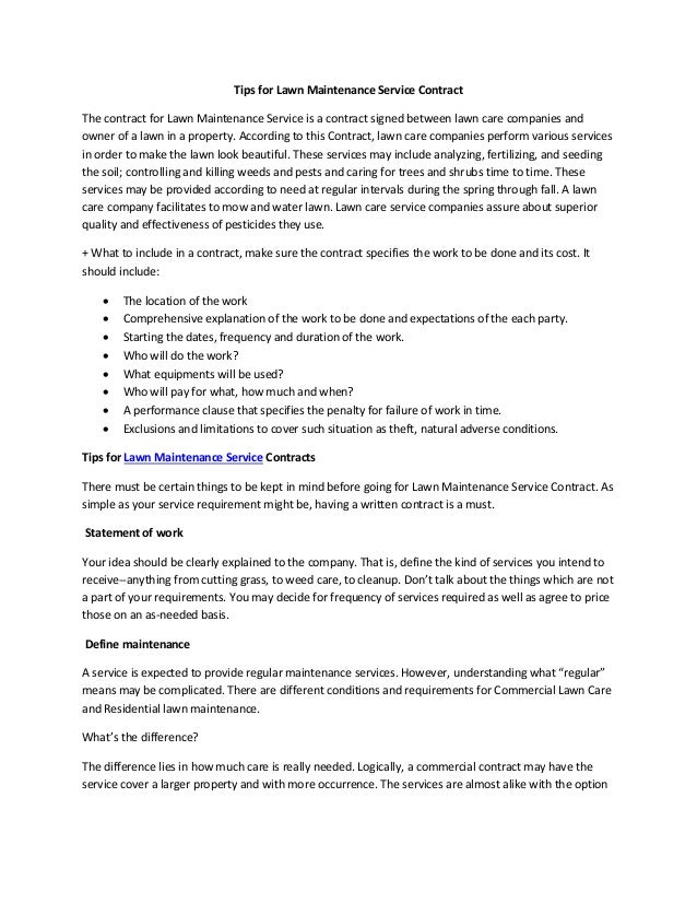 free lawn care contract