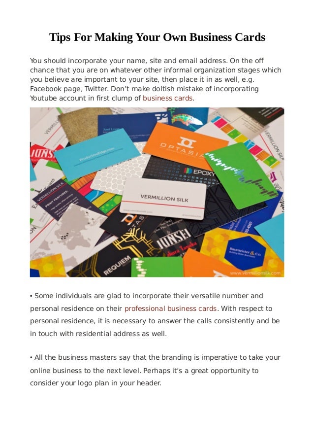 tips for making your own business cards making your own buisness cards