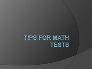 Tips for Math Tests 