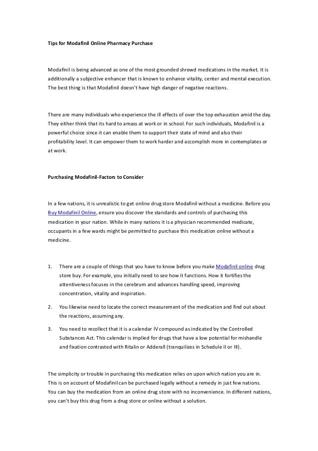 Modafinil online purchase