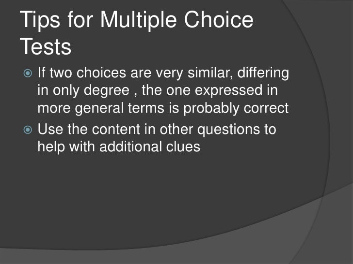 Tips for multiple choice tests