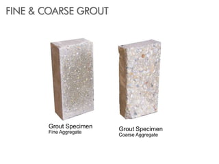 FINE & COARSE GROUT
Grout Specimen
Fine Aggregate
Grout Specimen
Coarse Aggregate
 