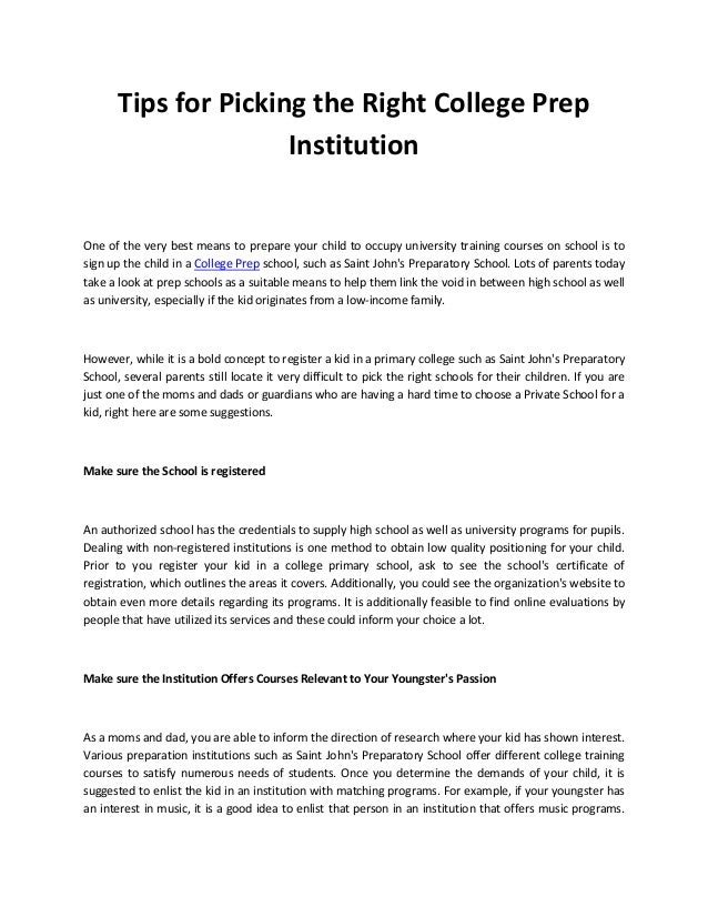 tips for picking the right college prep institution picking the right college