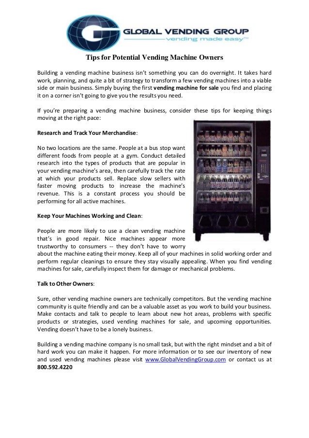 Tips for potential vending machine owners