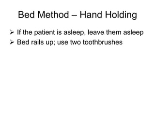 Foaming action of toothpaste decreases visibility for the caregiver