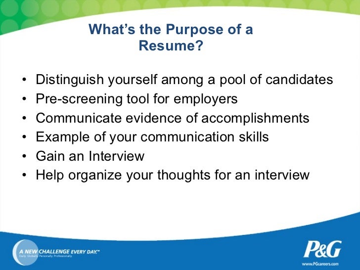 the purpose of a resumes