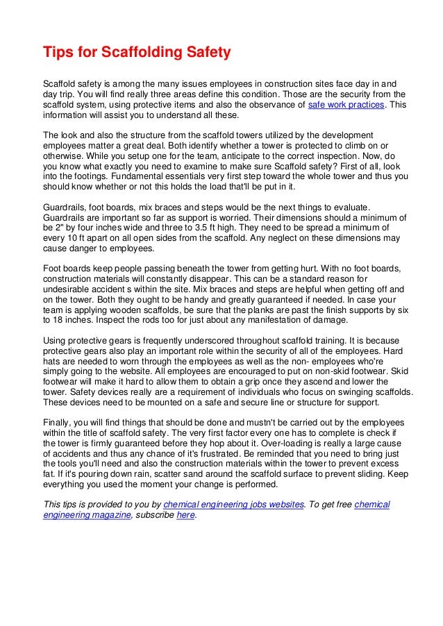 Tips for scaffolding safety