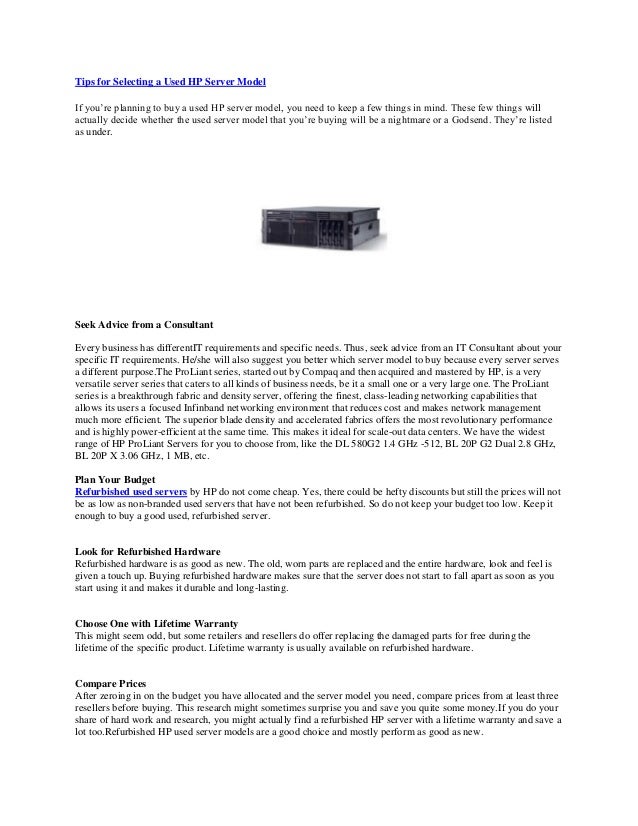 Tips For Selecting A Used Hp Server Model