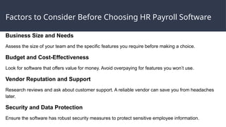 Tips for Selecting HR Payroll Management Software! | PPTX