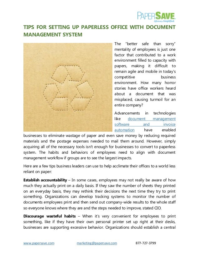 Tips for setting up paperless office with document management system