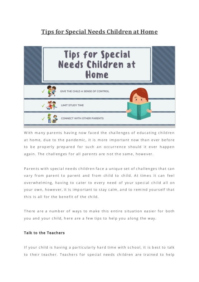Tips for special needs children at home | PDF