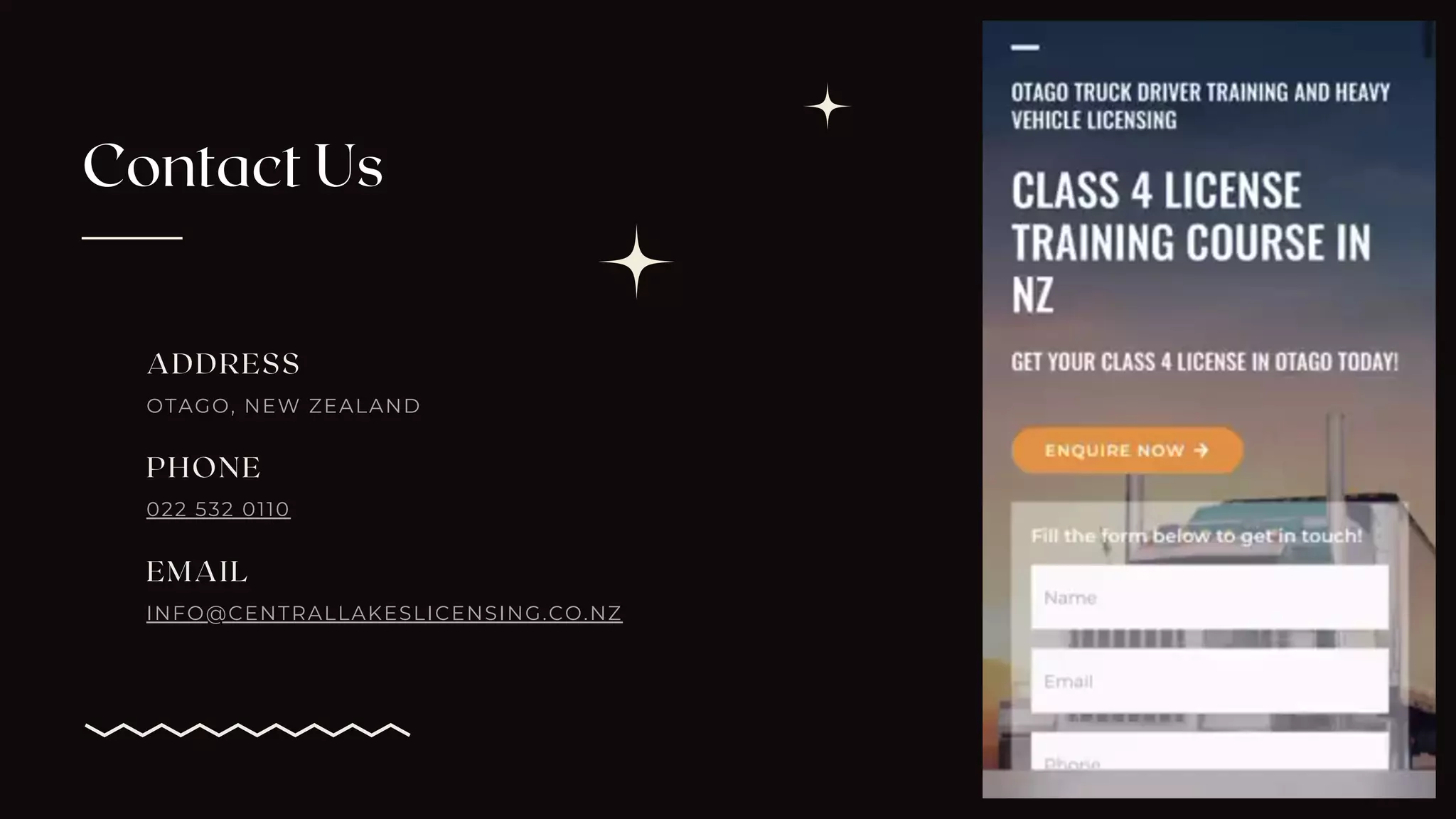 OTAGO, NEW ZEALAND
ADDRESS
EMAIL
INFO@CENTRALLAKESLICENSING.CO.NZ
PHONE
022 532 0110
Contact Us
 