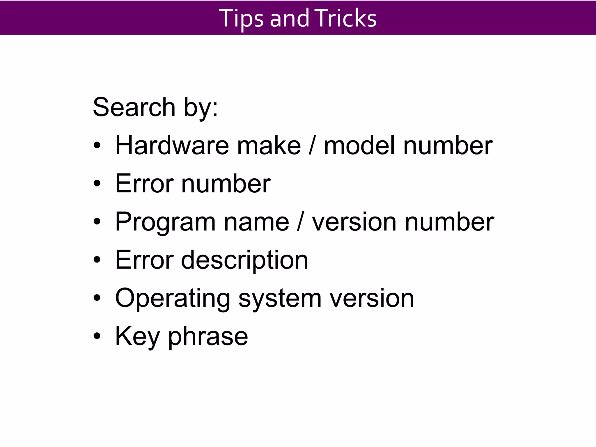 MaintenancePrintersGet rid of your InkjetsTroubleshooting Printer ProblemsLook for the obviousCk Cabling Network switches for Workgroup unitsCorrect Printer Selected?  Driver? Port?For jams remove toner(s) and trays and carefully remove paper piecesFrequent Jamming?Printer Maintenance KitGive new Life to PrintersEasy to install (pickup roller, transfer roller, takeup pad, etc.)Google “HP Printer Maintenance Kit”  etc.Label Jams / Black Streaks / MarksReplace toner cartridgeClean with ONLY Alcohol and Qtip swabsSmall Shop Vac to clean up toner deposits