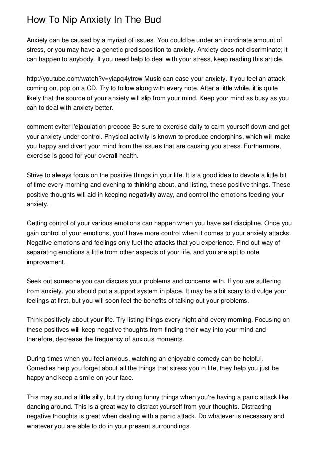 How To Nip Anxiety In The Bud