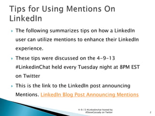 Tips for using mentions on linkedin