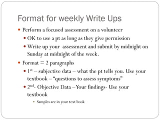 Tips for weekly write ups.fall2013 | PPT