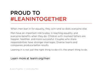 #LeanInTogether | LeanIn.Org/Men
When men lean in for equality, they win—and so does everyone else.
Men have an important ...